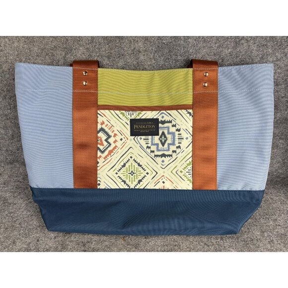 Pendleton Tote Bag Large Canvas Southwestern Pattern Zip Pocket Seatbelt Straps - Picture 1 of 6